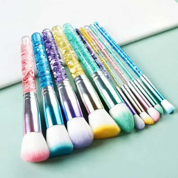 Fluid Crystal Make Up Brush in Clear Pouch - Multicolour
