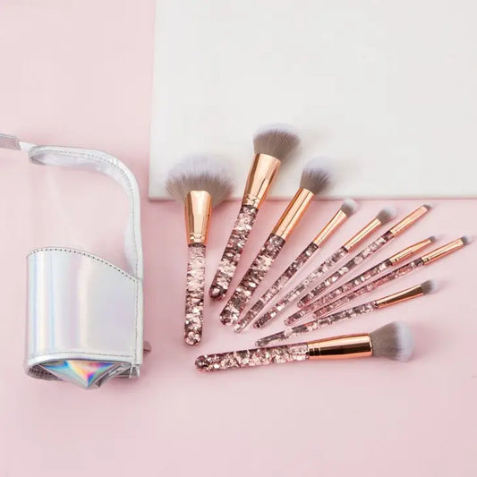 Fluid Crystal Make Up Brush in Clear Pouch- Pink