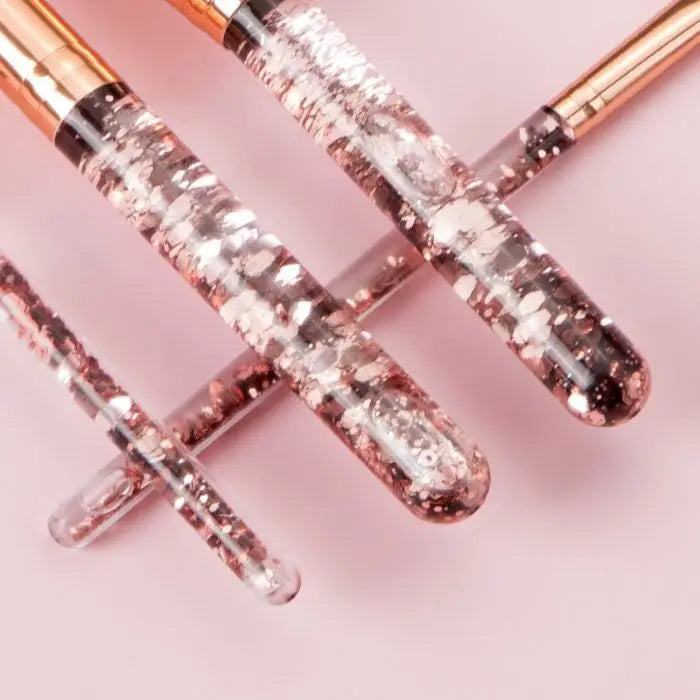 Fluid Crystal Make Up Brush in Clear Pouch- Pink